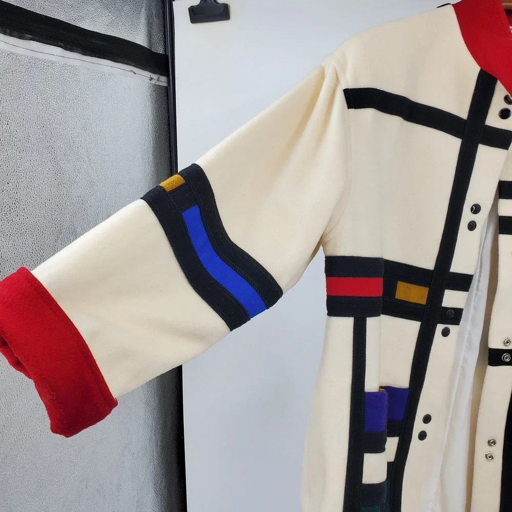 International Scene Vintage Mondrian Style Wool Jacket Colorblock Rainbow 12